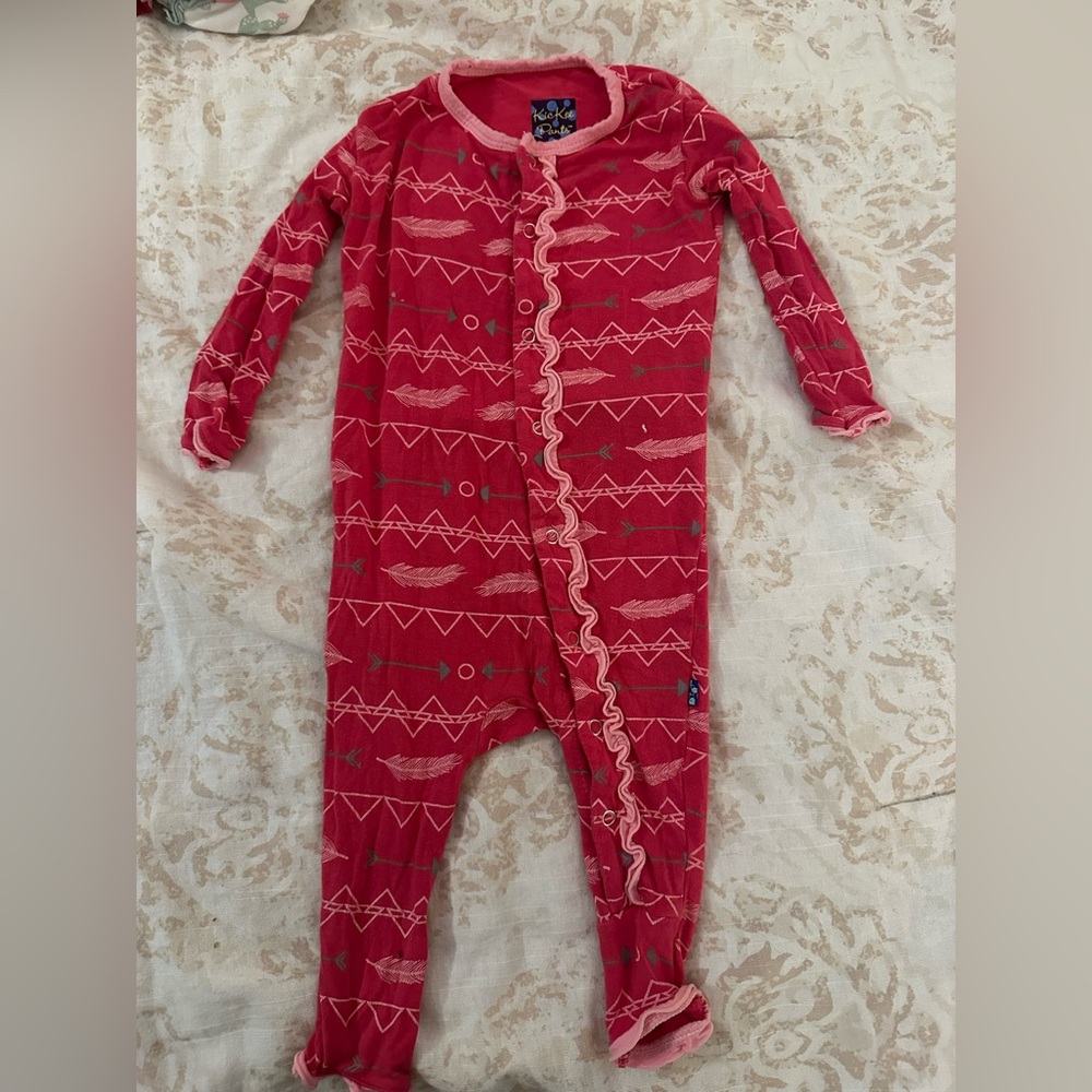 Kickee Pants Pink Geometric Kids Footie